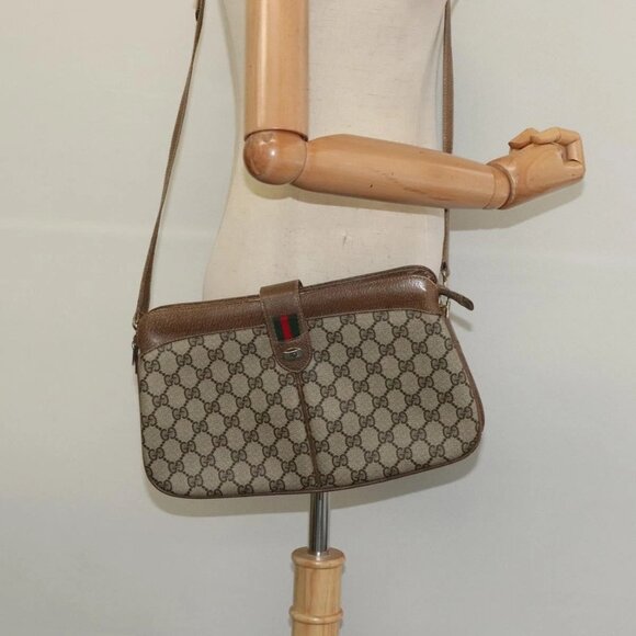 GUCCI GG Supreme Web Sherry Line Bag PVC Beige Red - Picture 1 of 16